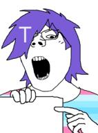 angry covered_eyes femjak flag flag:ftm ftm pointing pooner purple_hair sign subvariant:terryjak terry_crews(namefag) tranny trans_flag variant:gapejak // 870x1174 // 30.1KB