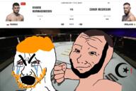 attack connor_mcgregor crying fight fighting ginger hair ireland islam khabib_nurmagomedov open_mouth punch russia smile smug text ufc variant:cryboy_soyjak variant:wojak wojak wordswordswords // 1800x1200 // 1.2MB