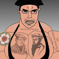 background black_eyes buff christian_cross christian_identity christianity chud cigarette clothes cross crucifix english_text glasses hair hat holy_trinity john_calvin lutheran martin_luther mge protestant protestantism soldier_(team_fortress_2) template text trinity triquetra variant:chudjak vein white_skin // 1800x1788 // 532.3KB