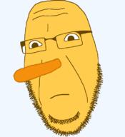closed_mouth emoticon glasses long_nose neutral no_eyebrows pinocchio series:soymoji soyjak stubble variant:cobson yellow yellow_skin // 721x789 // 28.2KB