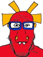 animal_mechanicals blue_glasses dinosaur glasses red_skin subvariant:neutralplier variant:markiplier_soyjak // 240x320 // 19.2KB