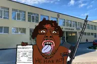 brown_skin cyrillic_text gun holding_gun holding_object i_can't_breed irl_background larper manifesto open_mouth paper shooter sign text troon variant:bernd zigger // 1080x716 // 127.5KB