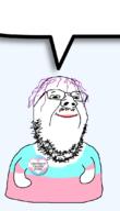 arm closed_mouth flag flag:transgender_pride_flag hair mustache purple_hair smile soyjak speech_bubble speech_bubble_empty stubble text tranny transparent transparent_background variant:gapejak // 619x1079 // 162.6KB