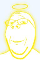 angel glowing hair halo soyjak subvariant:wholesome_soyjak teeth transparent_background variant:gapejak wholesome yellow // 800x1200 // 146.8KB