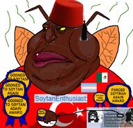 2024 SoytanEnthusiast_(namefag) antenna anti_soytan april april_1 award black_skin brown_skin bwc clothes cockroach coomer fez flag:mexico flag:transgender_pride_flag flag:turkiye forced forced_memed gooned_to_soytan_again_award hat hooked_nose mexico penis pubic_hair soyjak soyjak_blog soytran stinky tbp text turkiye variant:meximutt variant:soytan wing // 888x849 // 177.6KB