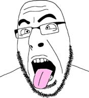 ahegao glasses open_mouth soyjak stubble tongue variant:cobson // 721x789 // 50.5KB