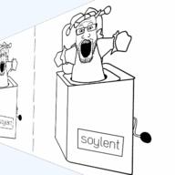 animated arm box clothes clown glasses hand hat multiple_soyjaks open_mouth soy soyjak soylent stubble variant:markiplier_soyjak // 639x639 // 2.3MB