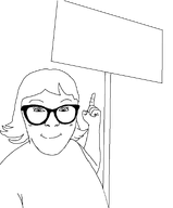 glasses hair pointing pointing_up series:foidjaks sign smile subvariant:female_abortion_lover variant:abortion_lover white_skin // 794x960 // 16.5KB