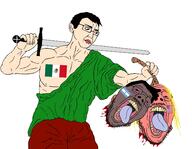 decapitation flag:argentina flag:mexico flag:united_states gore holding_sword soyjak sword variant:chudjak // 2400x1862 // 982.5KB