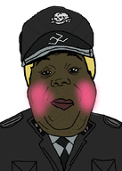 black_skin blond blush cap closed_mouth clothes eyelashes hat military_uniform nazism ss_runes subvariant:hunky_twink_sex_machine swastika transparent_background variant:alicia white_hair // 592x832 // 135.1KB