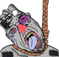 bloodshot_eyes crying glasses grey_skin hanging open_mouth rope russia soyjak stubble suicide tear variant:bernd vatnik // 768x743 // 43.2KB
