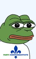 amphibian bald blue_background canada canadian closed_mouth clothes frog green_skin lips looking_at_you nas nas:pepe parti_independantiste pepe_the_frog politics quebec quebec_independence quebecois tshirt // 1272x2086 // 171.8KB