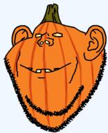 ear food fruit halloween jack_o_lantern orange_skin pumpkin series:fruiterz! smile soyjak stubble variant:impish_soyak_ears // 574x706 // 160.9KB