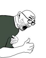 arm clothes ear glasses hand open_mouth soyjak stubble thumbs_up variant:unknown // 365x459 // 43.1KB