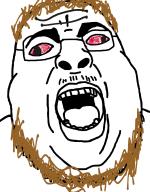 beard bloodshot_eyes brown_beard brown_hair coomer cross_eyed fat glasses hair mustache open_mouth soyjak variant:chugsjak // 1119x1431 // 608.6KB