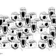 animated glasses open_mouth poyopoyo poyunpoyun soyjak stretched_mouth stubble trend:soyjak_trio variant:gapejak variant:markiplier_soyjak variant:tony_soprano_soyjak // 400x221 // 1.1MB