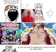2soyjaks anime arm brown_hair bwc child_sexual_abuse_material closed_mouth clothes cunny ear epic_soy_lord_(cuck_master) glasses hair horn judaism kanna_kamui kobayashi-san loli maidragon mustache no_nose nsfw one_piece open_mouth penis peter_scully purple_hair soyjak stan_kelly star star_of_david stubble text variant:markiplier_soyjak variant:soyak vein whitebeard wrinkles // 1368x1259 // 2.0MB