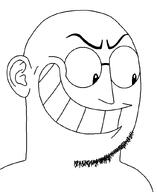 ear eyebrows frown glasses hotdiggedydemon looking_down smile stubble variant:weirdpenis // 682x832 // 32.9KB