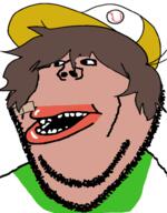 amerimutt bandage beard brown_hair cap clothes fat hair hat lips shota soyjak stubble subvariant:impish_amerimutt subvariant:shoyta variant:gapejak variant:impish_soyak_ears // 757x969 // 254.7KB