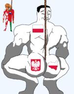 2soyjaks ack belarus broly_culo buttcheeks eagle flag:belarus flag:poland flag:russia open_mouth poland rope smile spade tongue variant:bernd variant:chudjak z_(russian_symbol) // 1100x1400 // 93.9KB