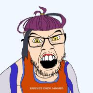 angry award bb_league cuck cuckold glasses kieran pokemon_indigo_disk pokemon_sv purple_hair soyjak stubble variant:feraljak white_skin yellow_eyes // 1500x1500 // 70.5KB