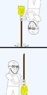 2soyjaks angry animated arm broom closed_mouth glasses hand holding_object looking_up soyjak stubble variant:soyak // 500x1010 // 27.6KB