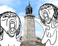 breasts female hair irl_background medium_breasts open_mouth pointing statue variant:two_pointing_soyjaks // 680x538 // 463.9KB