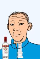 1864 alcohol bottle closed_mouth clothes crown ear flag flag:ulyanovsk_oblast hair neutral oblast russia smirnoff soyjak text track_suit transparent transparent_background ulyanovsk_oblast variant:kuzjak vodka white_skin // 810x1192 // 139.3KB