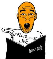 book bumo bump clothes death_note ear glasses holding_book holding_object millions_must_die ongezellig open_mouth orange_skin pen soyjak stubble variant:shirtjak // 661x734 // 123.5KB