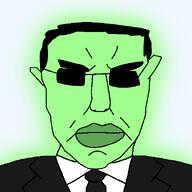 black_jacket body central_intelligence_agency clothes federal_bureau_of_investigation glasses glowing green_skin hair necktie subvariant:pol_face suit suit_and_tie sunglasses trend:glowie variant:chudjak white_shirt // 600x600 // 61.1KB