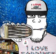 badge can cap clothes fish food glasses hat i_love sardine showing_something stubble variant:markiplier_soyjak // 946x910 // 1.3MB