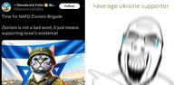 animal azov_battalion blur cat closed_eyes clothes crying ear glasses greentext hand laughing nafo open_mouth pointing reaction soyjak stubble teeth text twitter ukraine variant:56jak2 variant:cobson zionism // 1956x956 // 1.2MB
