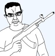 arm closed_mouth clothes front_facing full_body glasses gun hair hand sam_hyde subvariant:chudjak_front template variant:chudjak // 1183x1200 // 42.3KB