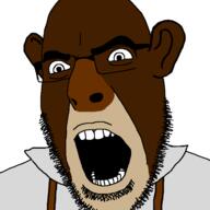 bobo_the_sharty_janny glasses janny monkey open_mouth soyjak stubble suspenders variant:cobson // 721x720 // 52.5KB