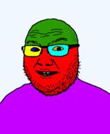 colorful glasses smile soyjak stubble variant:logjak // 559x675 // 1.5MB