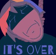 ack agetha barrio black_background clothes colored_hair crying dyed_hair eyes_closed fpe fundamental_paper_education hanging its_over no_glasses noose rope stubble suicide text variant:bernd // 1160x1125 // 117.7KB