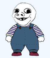 arm baby clothes deformed full_body hand leg smile soyjak stubble subvariant:nathaniel suspenders variant:gapejak // 1016x1191 // 39.2KB