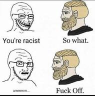 2soyjaks concerned glasses nordic_chad racism scared soyjak stubble subvariant:soyak_(concerned) text trollface variant:soyak // 1053x1066 // 110.2KB