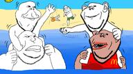 911 amerimutt beach closed_mouth drawn_background ear fat fight fighting fist full_body glasses grab islam mcdonalds meta:featured multiple_soyjaks obese piggyback plane punch sea shaking shorts sky slap smile stubble subvariant:henry subvariant:impish_amerimutt subvariant:wholesome_soyjak sun throw variant:gapejak variant:impish_soyak_ears variant:ishish_soyak_ears variant:meximutt water wet // 2560x1440 // 150.8KB