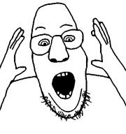 arm glasses hand open_mouth people's_populist_press soyjak stubble variant:ppp // 360x383 // 11.2KB