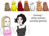 4chan arab asian bindi biting_lip black brown_skin closed_mouth clothes female glasses happy_merchant hat headband hispanic indian int_(4chan) islam judaism kippah multiple_soyjaks mustache native_american people_of_color poc red_skin rice_hat sombrero soyjak stubble subvariant:hornyson text variant:cobson variant:wojak wojak wwwg yellow_skin // 3948x2864 // 1.1MB