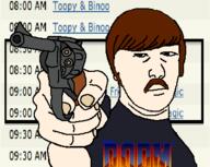 barneyfag doom hair holding_gun lee_goldson mustache my_little_pony subvariant:kuzjak_gun variant:kuzjak // 362x288 // 37.5KB