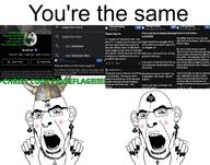 bbc black blush christianity cross ear facial_mark forehead_mark glasses greentext hand helmet mjolnir nose_piercing nose_ring open_mouth pagan paganism painted_nails pornhub queen_of_spades reddit sonnenrad soyjak stubble subvariant:slutson subvariant:spadeson tattoo trvthnvke variant:cobson // 2402x1889 // 1.8MB