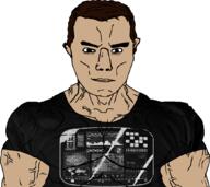 at_the_drive_in_(band) brown_eyes brown_hair buff self_insert subvariant:muscular_chud variant:chudjak // 1051x937 // 252.3KB