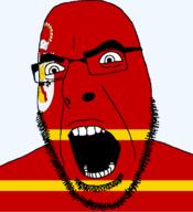 animal bird cannon crown flag flag:smolensk_oblast full_head glasses hair looking_to_the_right oblast open_mouth russia smolensk_oblast soyjak stubble teeth text transparent transparent_background variant:cobson // 721x789 // 44.0KB