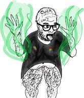 arm clothes cuck flag glasses hairy hand hands_up leg lgbt map_(pedophile) nsfw odor open_mouth pedophile penis soyjak stubble tattoo tiny_penis togglebott tongue tshirt variant:togglebott // 1031x1201 // 137.7KB