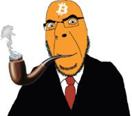 bitcoin chainlink closed_mouth clothes cryptocurrency glasses necktie orange_skin pipe smile smoking soyjak stubble suit variant:cobson // 1074x950 // 426.1KB