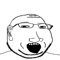 animated ear eyelids fat glasses open_mouth small_eyes smile soyjak stubble subvariant:massjak subvariant:wholesome_soyjak talking variant:gapejak // 600x600 // 23.6KB