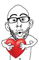 arm ear glasses hand heart holding_heart holding_object open_mouth soyjak stubble variant:nojak // 676x1021 // 179.3KB