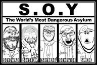 5soyjaks album_cover badge closed_mouth clothes deformed doctor dr_soyberg frown glasses glowing_glasses grey_hair greyscale hair head_mirror meds music mustache name_tag necktie nwa open_mouth rap soyjak stethoscope stubble subvariant:dr_soystein sweating sweden text variant:a24_slowburn_soyjak variant:feraljak variant:gapejak variant:impish_soyak_ears variant:markiplier_soyjak // 1280x854 // 461.3KB